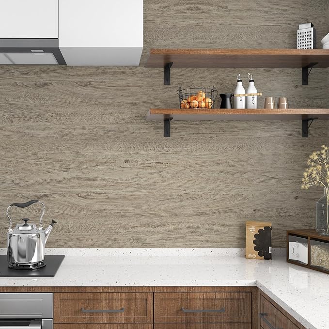 WESTICK Wood Grain Contact Paper Peel and Stick Countertops Waterproof Wood Look Wallpaper Stick and Peel Wood Contact Paper for Cabinets Kitchen Table Bedroom Dresser Desk 15.8" x 78"