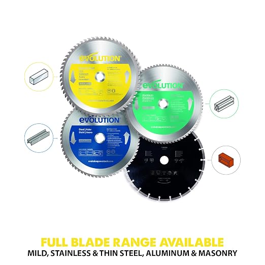 Evolution Power Tools 12BLADESS Stainless Steel Cutting Saw Blade, 12-Inch x 80-Tooth, Yellow