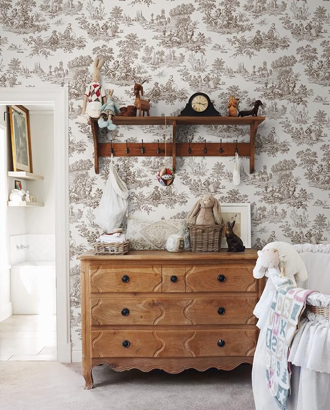 NextWall Chateau Toile Peel and Stick Wallpaper (Sable Brown)