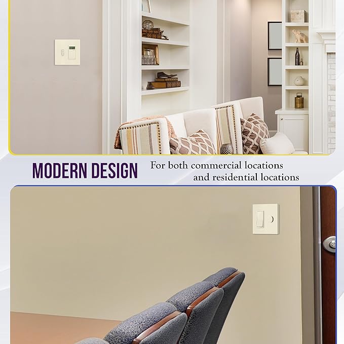 ENERLITES Combination Toggle/Decorator Light Switch Plate, Double Switch Wall Plate, Standard Size 2-Gang 4.68" x 4.73", Polycarbonate Thermoplastic, Gloss Finish, SI881131-LA, Light Almond