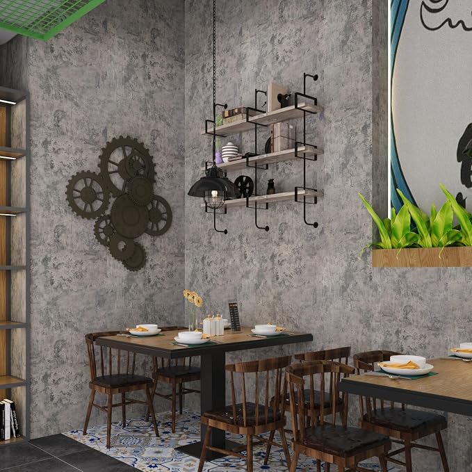 BAYYA Concrete Wallpaper Peel and Stick Grey Cement Contact Paper Industrial Style Self Adhesive Waterproof Removable Decorative Wall Covering Vinyl Film Furniture Stickers for Floor Wall Cabinets