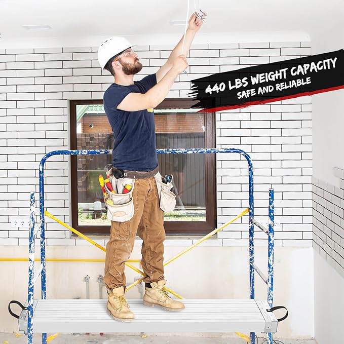 9-15FT Aluminum Telescoping Plank, 440Lbs Capacity, Extension Scaffolding Plank with Skid-Proof Platform Scaffold Ladder Accessory