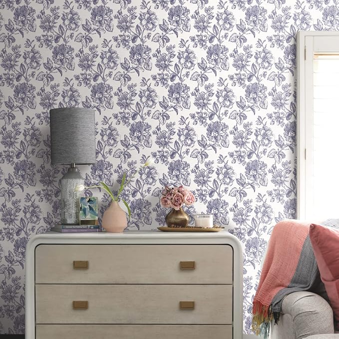 RoomMates Tamara Day RMK12577RL Blue Flower Girl Peel and Stick Wallpaper