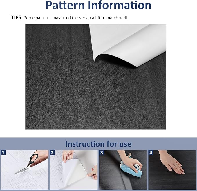WESTICK Black Wood Countertop Contact Paper Self Adhesive Kitchen Wood Contact Paper for Countertops Waterproof Wooden Wallpaper Peel and Stick Wooded Vinyl Wrap for Cabinet Furniture Table 15.8"x196"