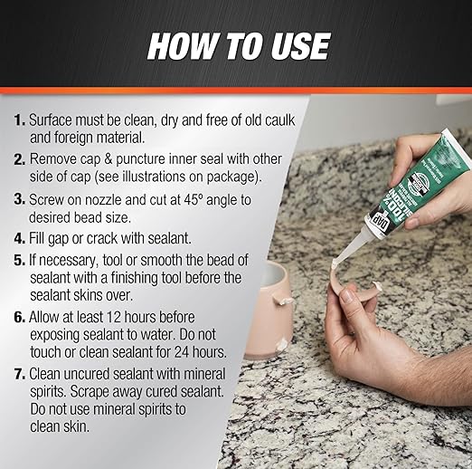 DAP All Purpose 100% Silicone Adhesive Sealant, Clear, 2.8 oz (7079800755)