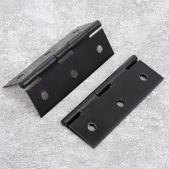 2 Pcs 3" Stainless Door Hinges,Stainless Steel Folding Butt Hinge Door Hinges with 12pcs Screws for Doors Wooden Boxes Windows (Black)