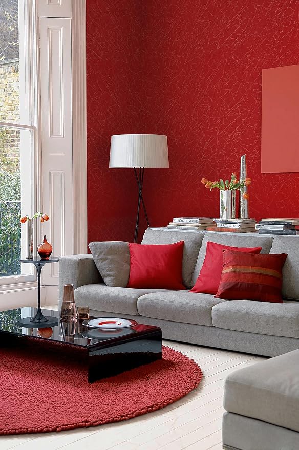 Safiyya Wallpaper Red Silk Peel and Stick Wallpaper Textured Red Contact Paper Removable Solid Color Decorative Self Adhesive Wall Paper Vinyl Rolls 118"x 17.3"