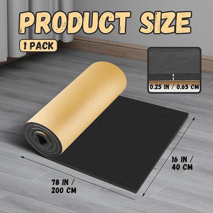 Pangda 1 Piece 78 x 16 x 1/4 Inch Extra Large Marine Foam Roll Closed Cell Rubber with Adhesive Insulation Sheets Lightweight Single Sided Tape Water Weather Resistant for Craft
