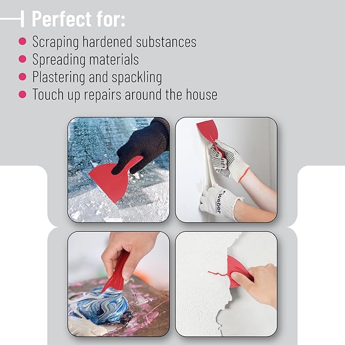 Bates- Plastic Putty Knife Set, 6 Inch, 10 Pack, Red, Flexible Paint Scraper Tool for Spackling, Spackle Tool, Plastic Putty Knife Scraper, Solvent Resistant