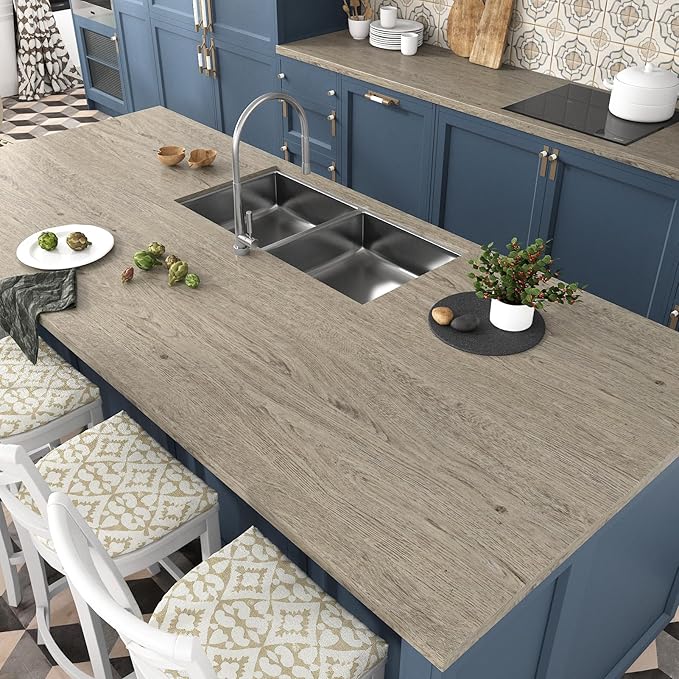 WESTICK Wood Grain Contact Paper Peel and Stick Countertops Waterproof Wood Look Wallpaper Stick and Peel Wood Contact Paper for Cabinets Kitchen Table Bedroom Dresser Desk 15.8" x 78"