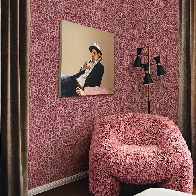 Upgrade Pink Leopard Print Peel and Stick Wallpaper, 17.3" x 1200" | Waterproof Removable Self Adhesive Wallpaper, Unique Funky Cheetah Contact Paper for Bedroom, Bathroom, Decor,144.3 sq.