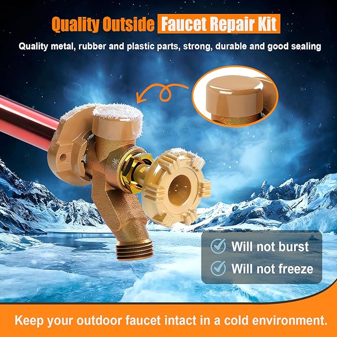 RK-17VB Outdoor Faucet Repair Kit for Woodford Model 17 Outside Faucets Vacuum Breaker Float Kit Include Caps Bodies Floats, 12PCS Set