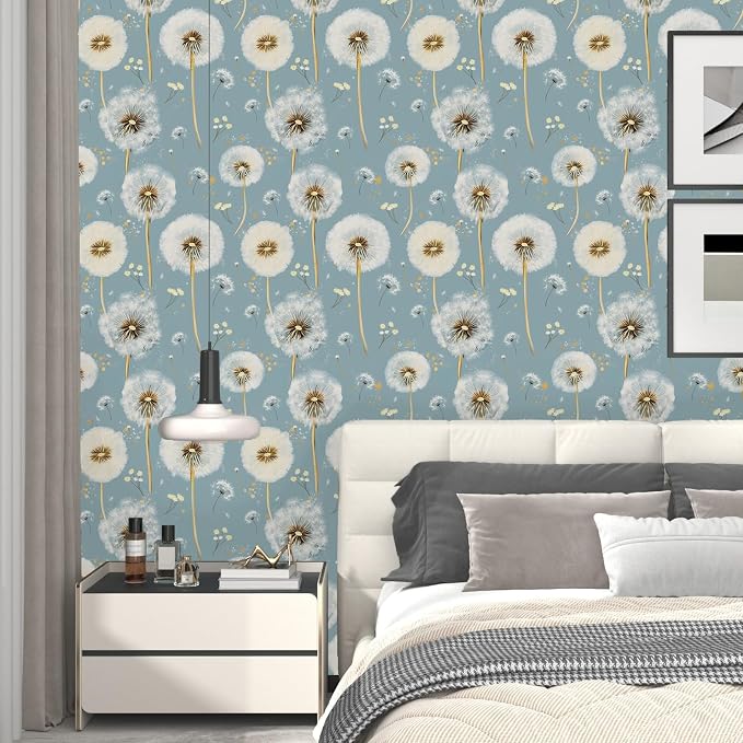 Light Navy Blue Flower Peel and Stick Contact Paper 17.5" × 118" | Self Adhesive/Removable/Waterproof/Thick Vinyl Contact Paper for Bathroom Bedroom Shelf Cabinet Drawer,Prepasted,Easy Peel