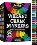 Bandle B. Chalk Markers - 24 Vibrant, Erasable, Non-Toxic, Water-Based, Reversible Tips. For Glass or Chalkboard Markers for Businesses, Restaurants, Liquid Drawing Chalk (Vibrant 6mm)