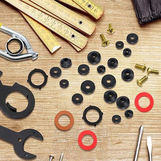 XBVV 32 Size 258 PC Faucet and Plumbing Rubber Washers Assortment Kit for Assorted Garden Hose Valve Spigot Adapter Splitter Outdoor Faucet Bibb Shower Hose Gasket Repair