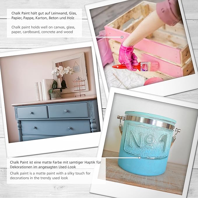 Viva Decor Chalk Paint (Platinum Grey) 8.45oz - Featuring a Chalky & Matte Finish, this paint is perfect for crafting Shabby Chic & Vintage looks on wood furniture and decor pieces