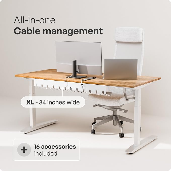 PAMO Cable Management Under Desk for Easy mounting Under-Table I Set of 2 - with 10X Cable Ties I Desk Organizer for Office/Home Office Table Thoughtful Cable Tray Holder | Includes 10 x cable holders, cable clips & screws, easy installation - made of ...