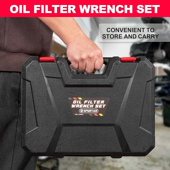 Spurtar 7pcs Swivel Oil Filter Wrench Set, 9" & 12" Oil Filter Removal Tool | 2-3/4" to 5-1/4" (70-133mm) 3-Jaw Oil Filter Wrench for 4S Shop Auto Repair Mechanic DIY