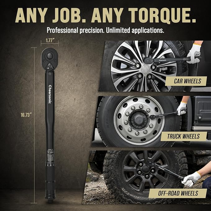 1/2 Torque Wrench 10-150 ft-lb, Click Torque Wrench 1/2 Drive | Reinforced Steel Gears, Quick-Release Head, Non-Blurry Laser Markings, 98% Efficiency Boost, Pro Cr-V for Auto & Truck