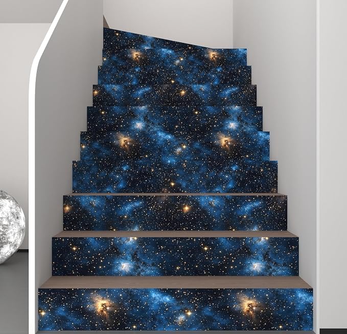 Dark Starry Sky Wallpaper Peel and Stick 17.5"x 787",Black/Blue | Self Adhesive/Removable/Waterproof/Thick Vinyl Extra Long Contact Paper for Bathroom Bedroom Shelf Cabinet Drawer,Prepasted