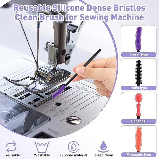 36 Pcs Sewing Machine Cleaning Kit Including Silicone Dense Hair Cleaning Brush, Tweezers, 2-Headed Brush, Screwdriver, Seam Rippers for Repair Clean Sewing Machine Repair Tools-Coldairsoap