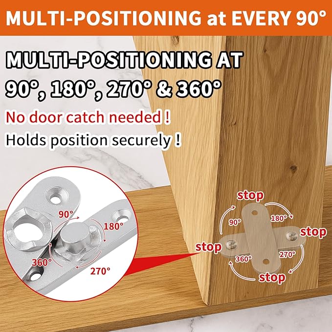 TamBee Pivot Hinge Hold Open Heavy Duty Hidden Door Hinge - 440 lbs Load, Locking 90 Degrees, 304 Stainless Steel, Concealed for Wood Doors, Secret Doors, Hidden Door and Bookcase Door 4214