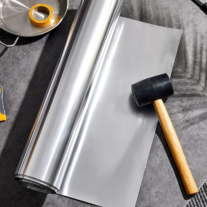 Therwen 1 Roll Aluminum Flashing Roll Metal Aluminum Roof Panels 0.2 mm Thickness Roof Flashing Strip for Sealing Windows Doors Siding Backyard Stains Moss and Mildew Prevention (20" x 10')