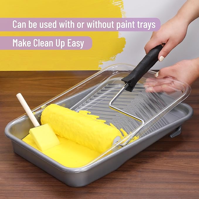 Bates- Paint Tray Set, 9 Inch, 42 pcs, 1x 9 Inch Paint Roller Tray, 40x Disposable Tray Liners & 1x Roller Frame