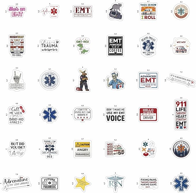 100Pcs Emergency Medical Technician Stickers for Water Bottle - Funny EMT Stickers and Decals - EMT Gifts, Party Decorations - Gift for Women & Men