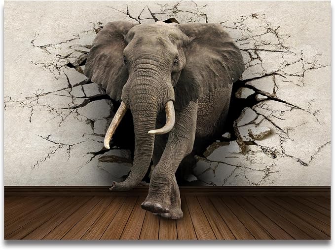 Cliouar-Wall Mural Wallpaper for Bedroom Living Room Wallpaper 3D Wallpaper Decoration Elephant Wallpaper 103" x 69"(Not Peel and Stick)