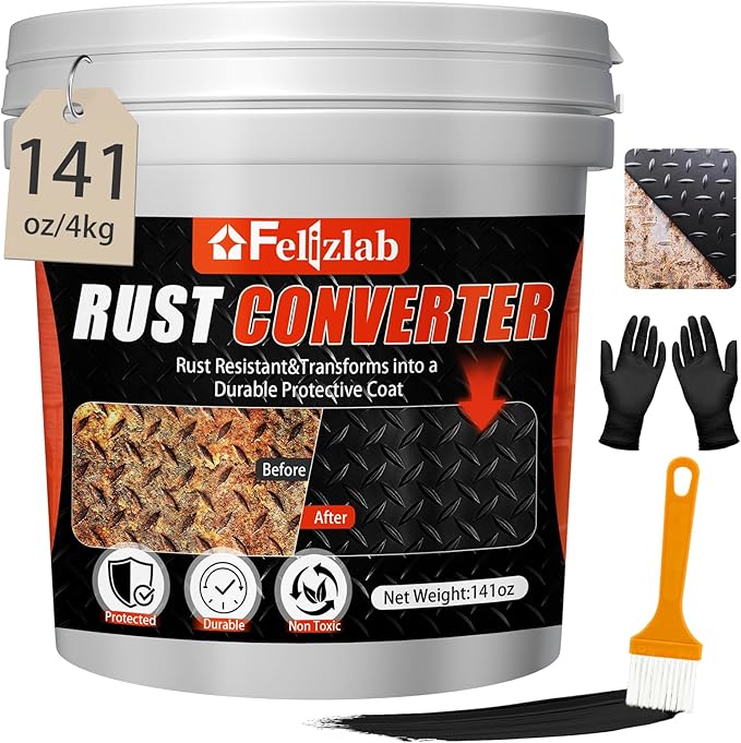 2-in-1 Rust Converter & Metal Primer, 141oz Rust Reformer Paint for Metal, Automotive Rust Remover, UV & Heat Resistant Anti-Corrosion Coating, Industrial-Grade Water-Based Rust Inhibitor