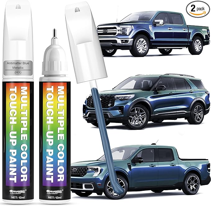 [2-PACK] Antimatter Blue Metallic(HX) for Ford Car Touch Up Paint,Pro-Grade Quick Drying-Mirror Polish Effect,Quick & Easy Premium Car Scratch Remover,Easy to Use