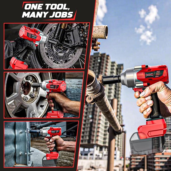 DIYtoolifz Cordless Impact Wrench 1/2 inch Compatible with Milwaukee 18v Battery, 750FT-LBS(1000N.m) Brushless Impact Driver, Electric Impact Gun with LED Work Light, Variable Speeds, 4-Speed Control.