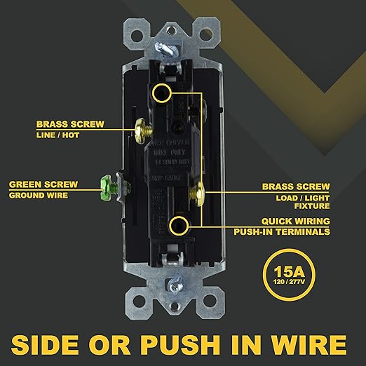 Faith [10-Pack] 3-Way Decorator Paddle Wall Light Switch, 15A 120/277V, On/Off Rocker, Black