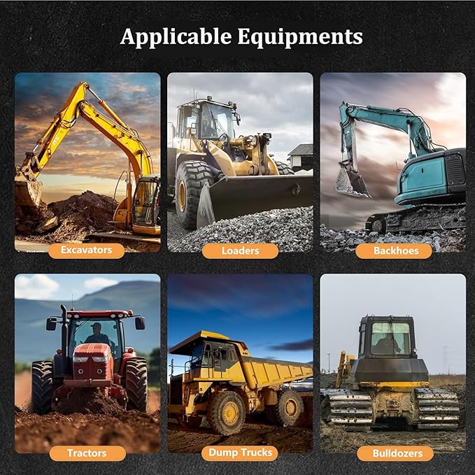 12 Heavy Construction Equipment Ignition Key Set for Caterpillar Case JD Hyster Komatsu Hitachi JCB Takeuchi Kubota Hyundai Kobelco Volvo, Comes with Keychain, Wrist Strap