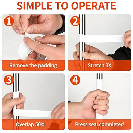 Self Fusing Silicone Tape Waterproof, Rescue Tape, 1" x 33 Feet, Self Amalgamating Tape, Silicone Rubber for Sealing Pipes, Hose Repair, Outdoor Coax and Electrical Cables (White)