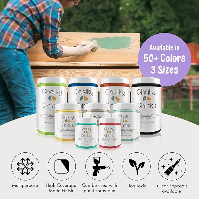 Chalky Chicks 16 Fl Oz Matte Sweet Lilac (Light Purple) Chalk Paint for Furniture Without Sanding - No Prep Furniture Paint No Sanding All in One for Crafts, Wood, Cabinet, Metal, Dresser, Farmhouse
