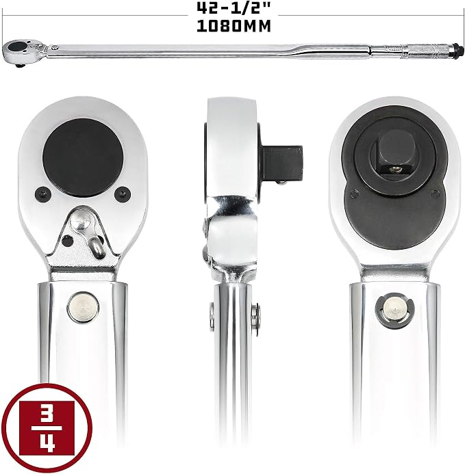Powerbuilt 3/4-Inch Micrometer Torque Wrench, 100-600 Foot/Pounds, Reversible Ratchet Clicks, Lockable - 641434