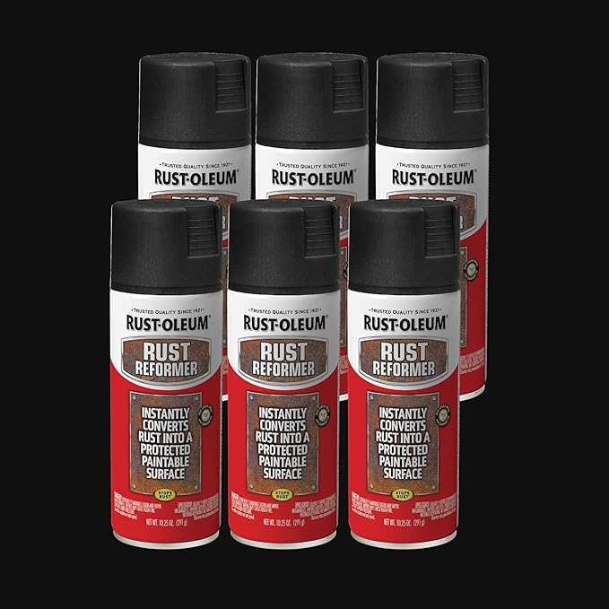 Rust-Oleum 248658-6PK Stops Rust Reformer Spray Paint, 10.25 oz, Black, 6 Pack