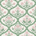 Pink Floral Peel and Stick Wallpaper Vintage Wall Paper Boho Pink Floral Damask Wallpaper for Bedroom Decorative Self Adhesive Shelf Drawer Liner 17.3" x 78.7"