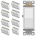 ENERLITES Decorator Paddle Rocker Light Switch, Gloss Finish, Single Pole, 3 Wire, Grounding Screw, Residential Grade, 15A 120V/277V, UL Listed, 91150-W-40PCS, White (40 Pack)