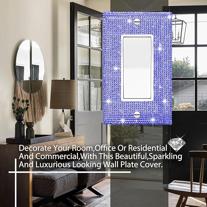 Shiny Purple Rhinestones Switch Plates And Outlet Covers Light Switch Cover Decorative Wall Plate Light Switch Cover Plate Rhinestone Bling Outlet Cover, Standard Size
