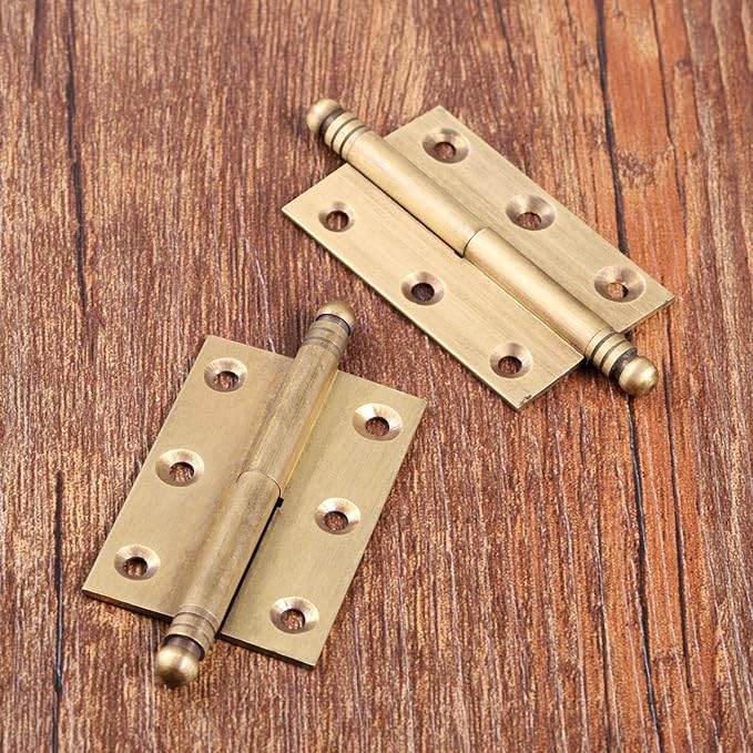 dophee 2pcs Vintage Industrial Style Folding Butt Hinges with Screws for Cupboard Cabinet Door Wardrobe Wooden Boxes Cases Furniture Hardware, Antique Brass, 2.83"x1.97"x1.34"