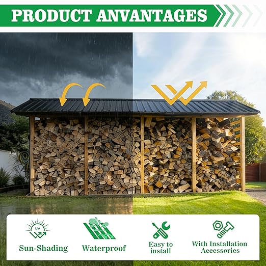 20pcs Metal Roofing Panels, 42.52'' L ×17.72'' W 102.25 ft² Corrugated Metal Sheets, Galvanized Steel Roof Fence Panels for Mobile Homes, Garages, Chicken Coop, Sheds, Stables, Patio, Black