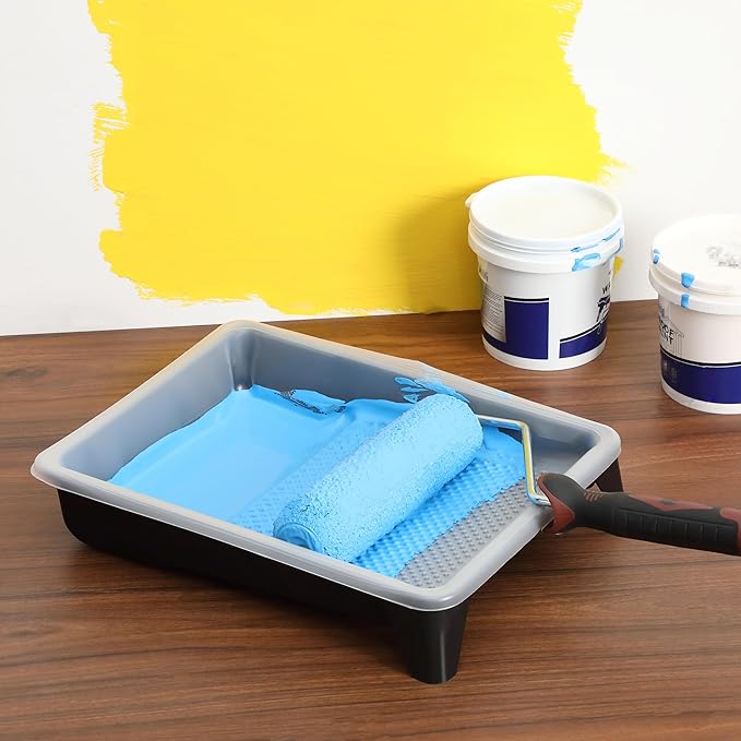 Bates- Paint Tray Set, 9-Inch, 11 pcs, Plastic Paint Tray with 10 Tray Liner, Textured Deep Capacity Disposable Paint Tray Liner, Paint Pan Liners, Paint Pans Trays, Paint Trays
