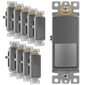 ENERLITES Elite Series Decorator Switch, Paddle Rocker Light Switch, Single Pole, 3 Wire, Grounding Screw, Residential Grade, 15A 120V, UL Listed, 91150-SG, Space Gray, 10 Pack