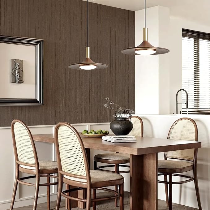 Brown Grasscloth Peel and Stick Wallpaper - 15.7"x120" Vintage Texture Removable Waterproof Wall Paper for Room Walls, Cabinets, Furniture, Drawers, Desk