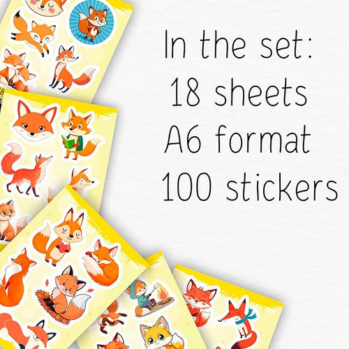 100Pcs Cute Fox Stickers for Water Bottle, Small - Fox Party Supplies & Decorations - Gift for Women & Men
