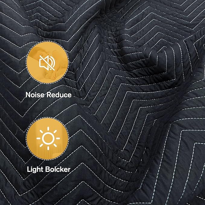 JZHLLA 2 Pack 72" x 40" Studio Large Sound Dampening Blanket, Sound Insulated Blanket Sound Absorbing Blanket with Grommets for Soundproofing Noise Reduction Light Blocker Basement Recording Studio