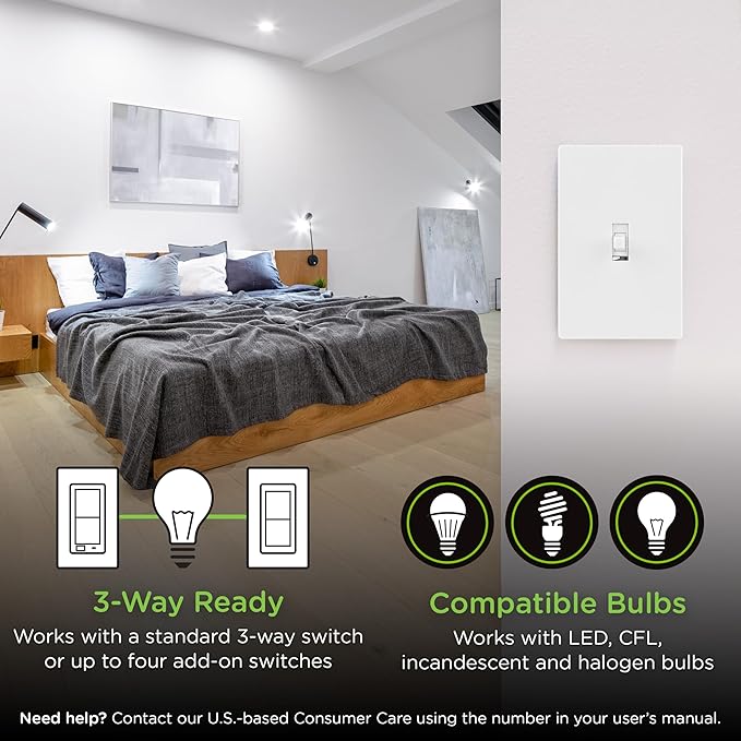 Enbrighten 800 Series Z-Wave On/Off Toggle Switch, Long Range 800LR, Quick Fit, Simple Wire, Direct 3-Way (No Add-On Switch Needed), Smart Hub Required, Compatible with Alexa, Google Home, 76592